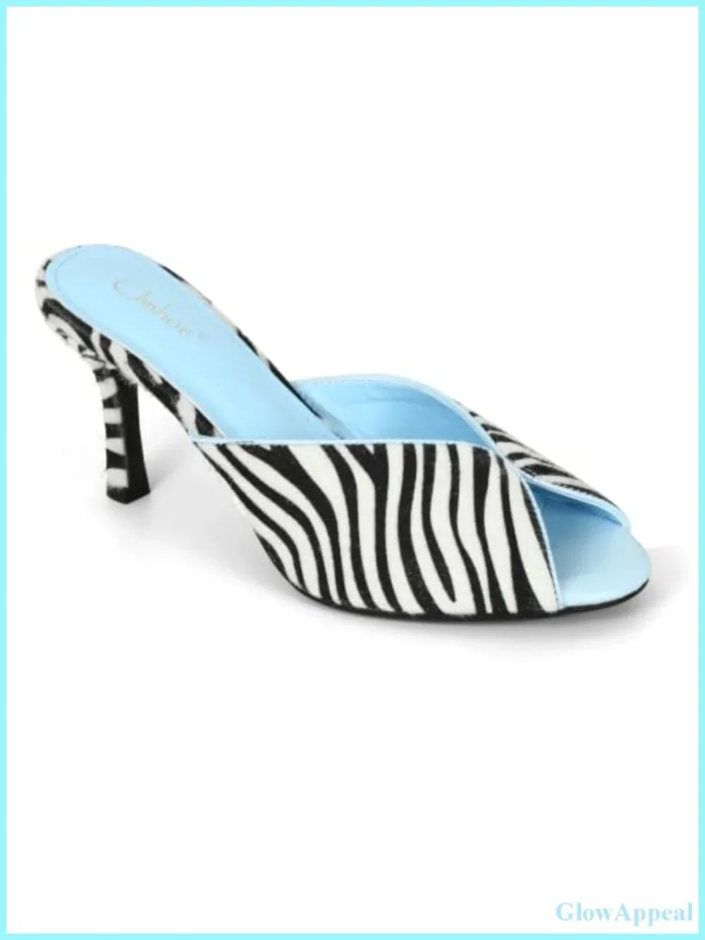Suede Zebra Print Heeled Sandals for Women Peep Toe Mules Stiletto Slides